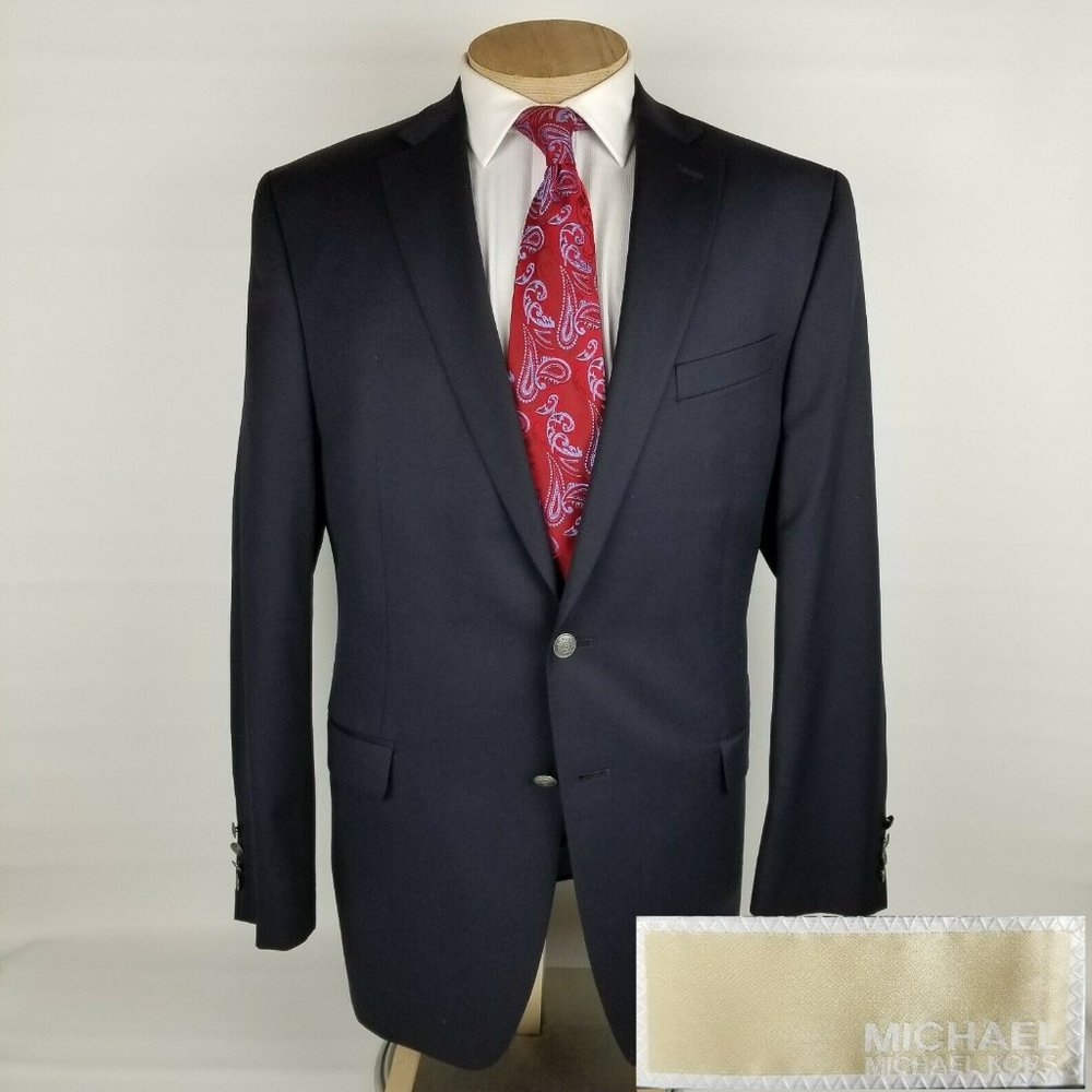 Michael Kors Mens Blazer 44L Navy Blue Sport Coat